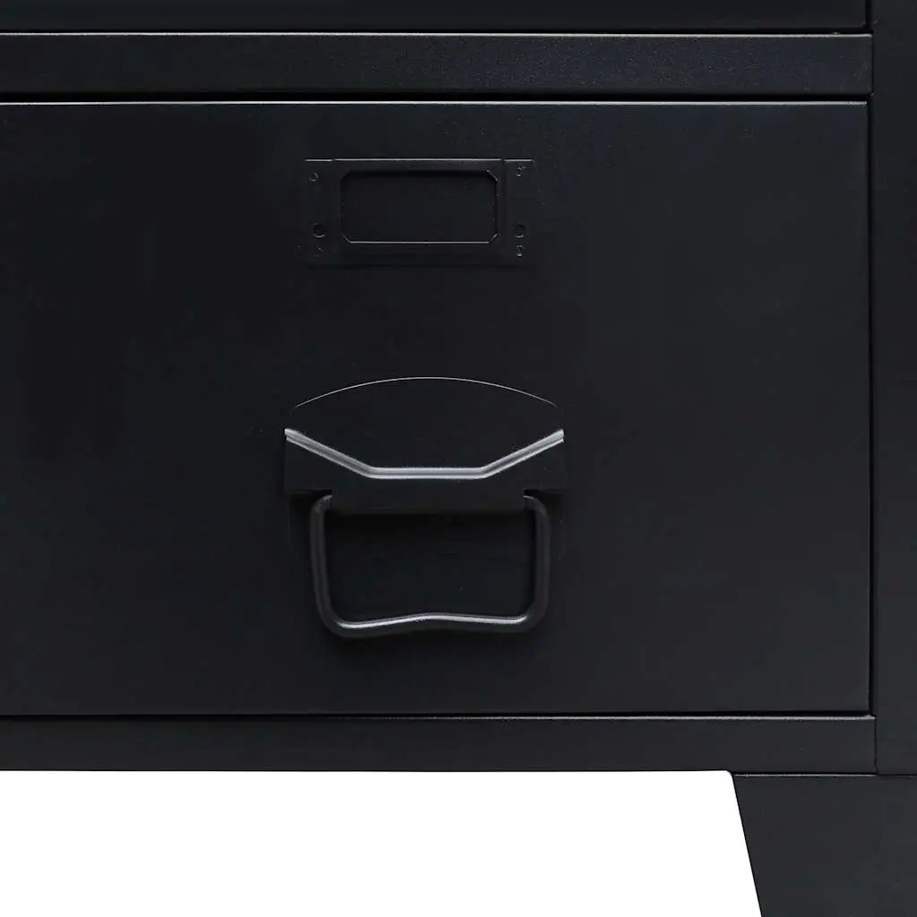 Industrial Metal Wardrobe Cabinet Black 2 Drawers 2 Adjustable Shelves 67cm W x 35cm D x 107cm H