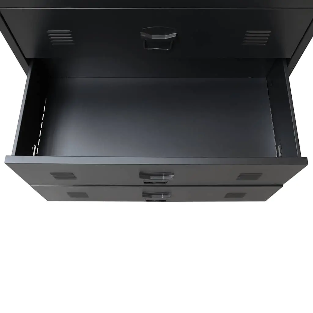 Chest of Drawers Industrial Style 4 Drawer Black Metal Storage Cabinet 78W x 40D x 93H cm