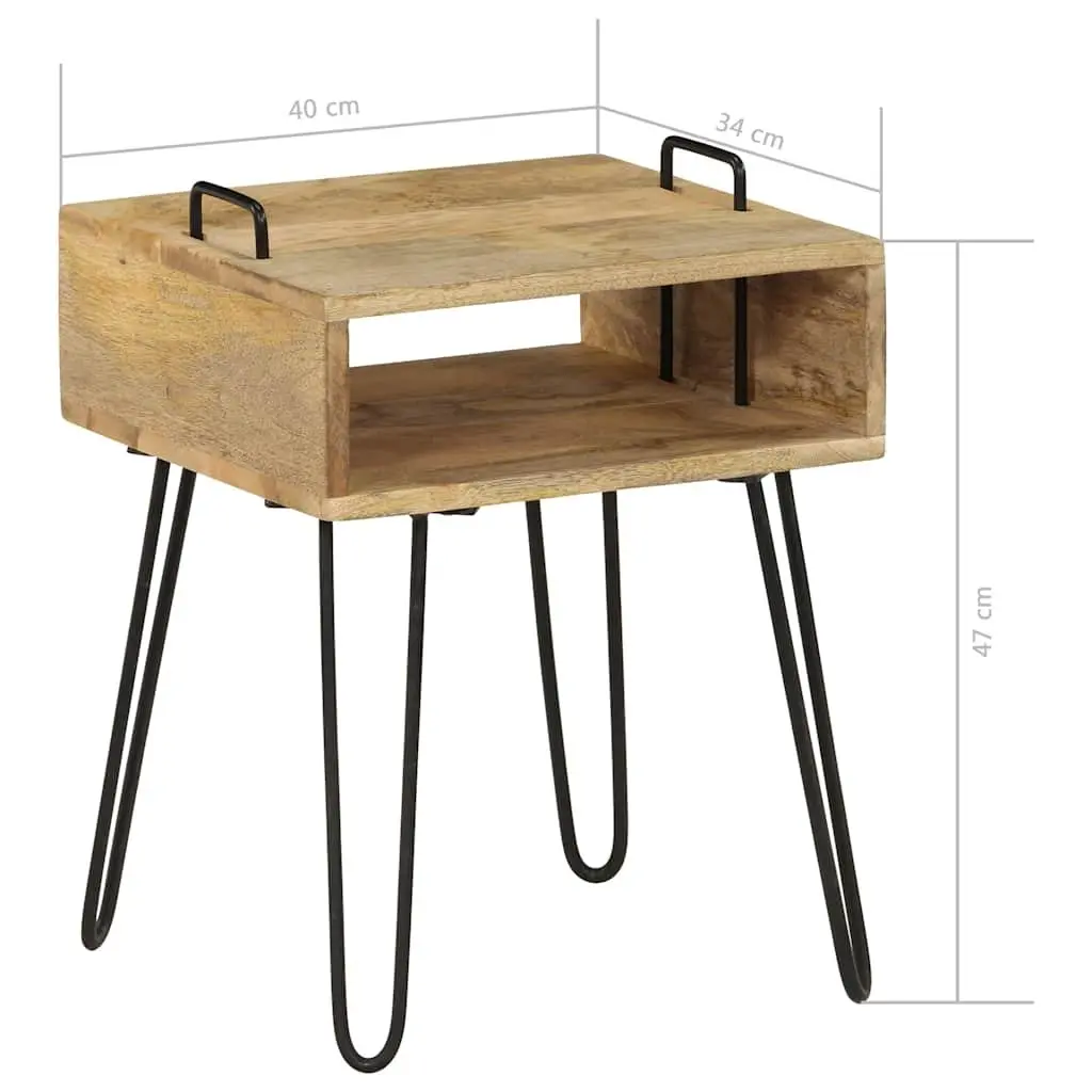 Bedside Table Solid Wood 40x34x47 cm Brown Nightstand Storage Shelf Bedroom