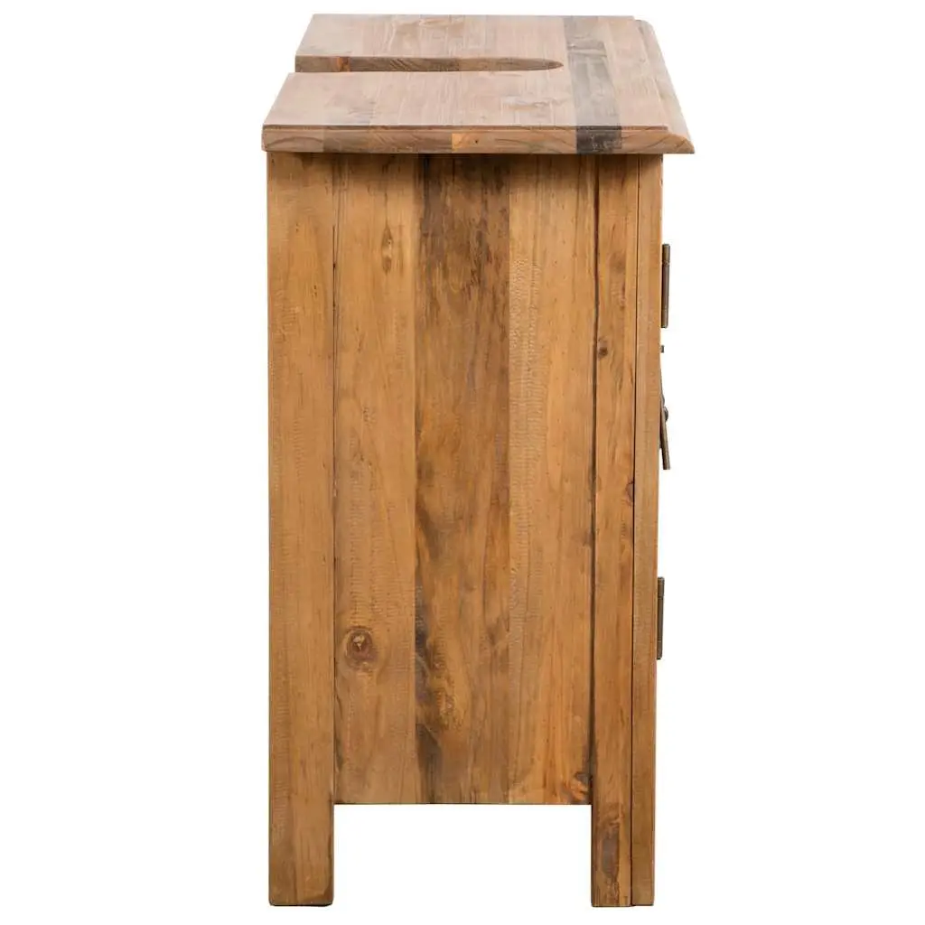 Bathroom Vanity Cabinet Retro Solid Pinewood Brown 70W x 32D x 63H cm