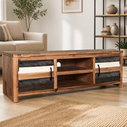 TV Cabinet Solid Acacia Wood Storage Unit Living Room Bedroom Lowboard