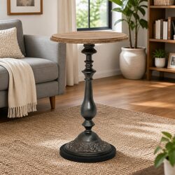 End Table Solid Fir Wood Brown Accent Side Furniture Decor Rustic Design