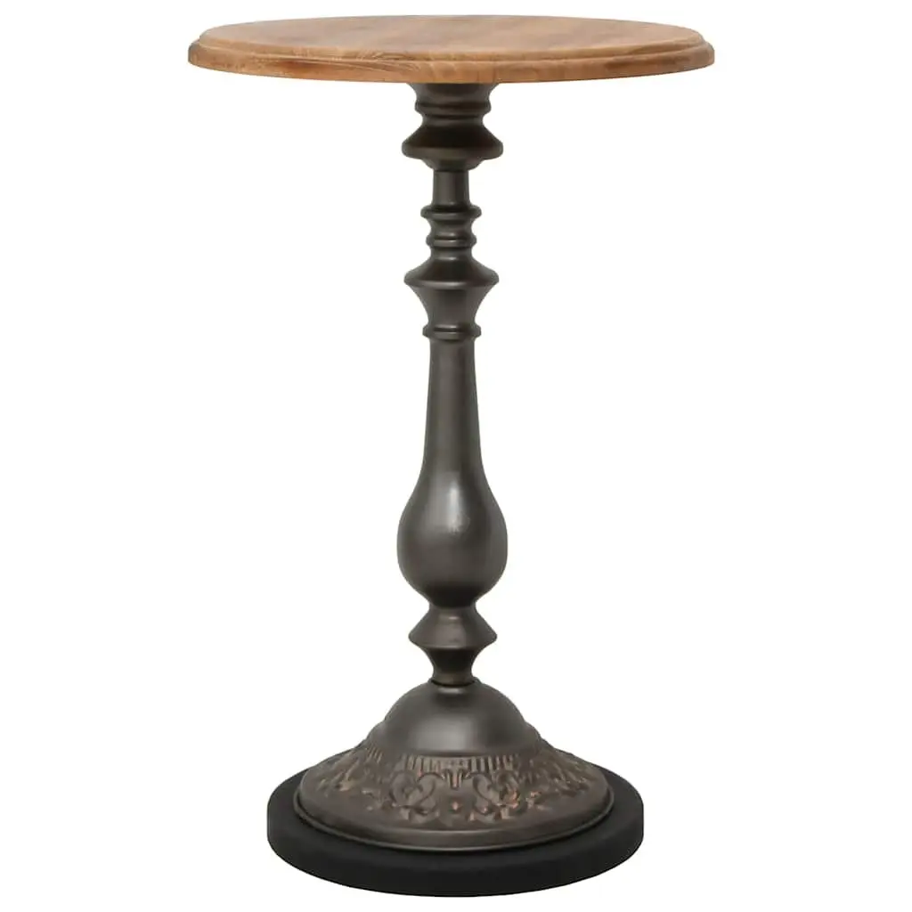 Rustic End Table Solid Fir Wood Brown 40x64cm Durable Steel Base Side Furniture