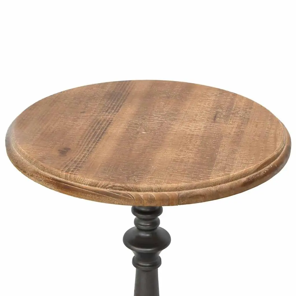 Rustic End Table Solid Fir Wood Brown 40x64cm Durable Steel Base Side Furniture