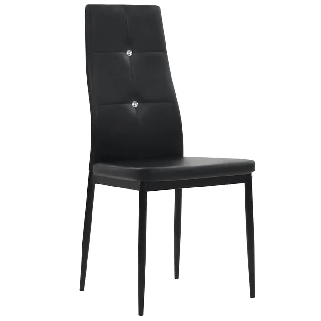 Dining Chairs Set of 4 Black Faux Leather Kitchen Room Furniture Modern Design