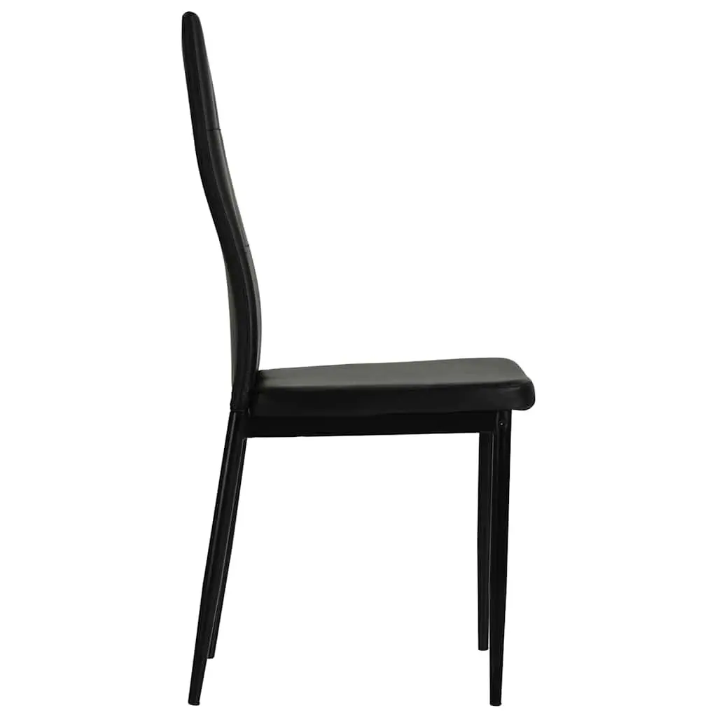 Dining Chairs Set of 4 Black Faux Leather Kitchen Room Furniture Modern Design
