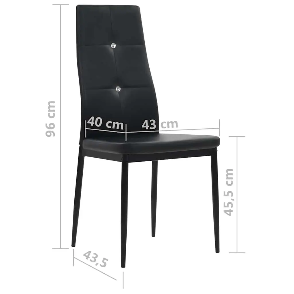 Dining Chairs Set of 4 Black Faux Leather Kitchen Room Furniture Modern Design