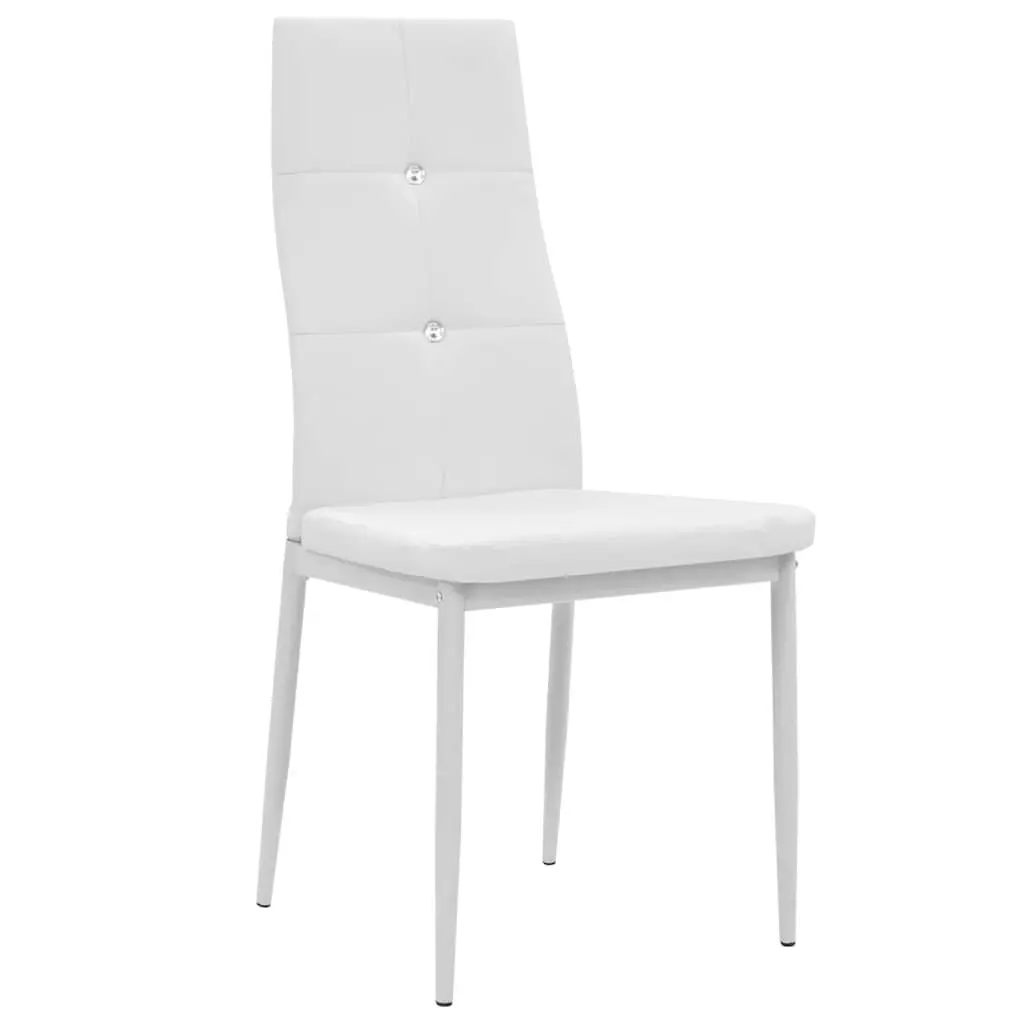 Dining Chairs 2 pcs White Faux Leather Modern Kitchen Seating Padded Backrest
