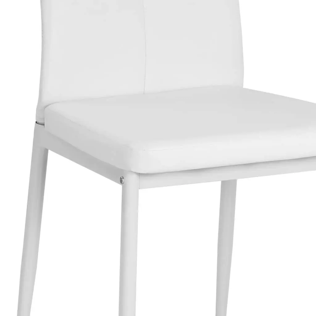 Dining Chairs 2 pcs White Faux Leather Modern Kitchen Seating Padded Backrest