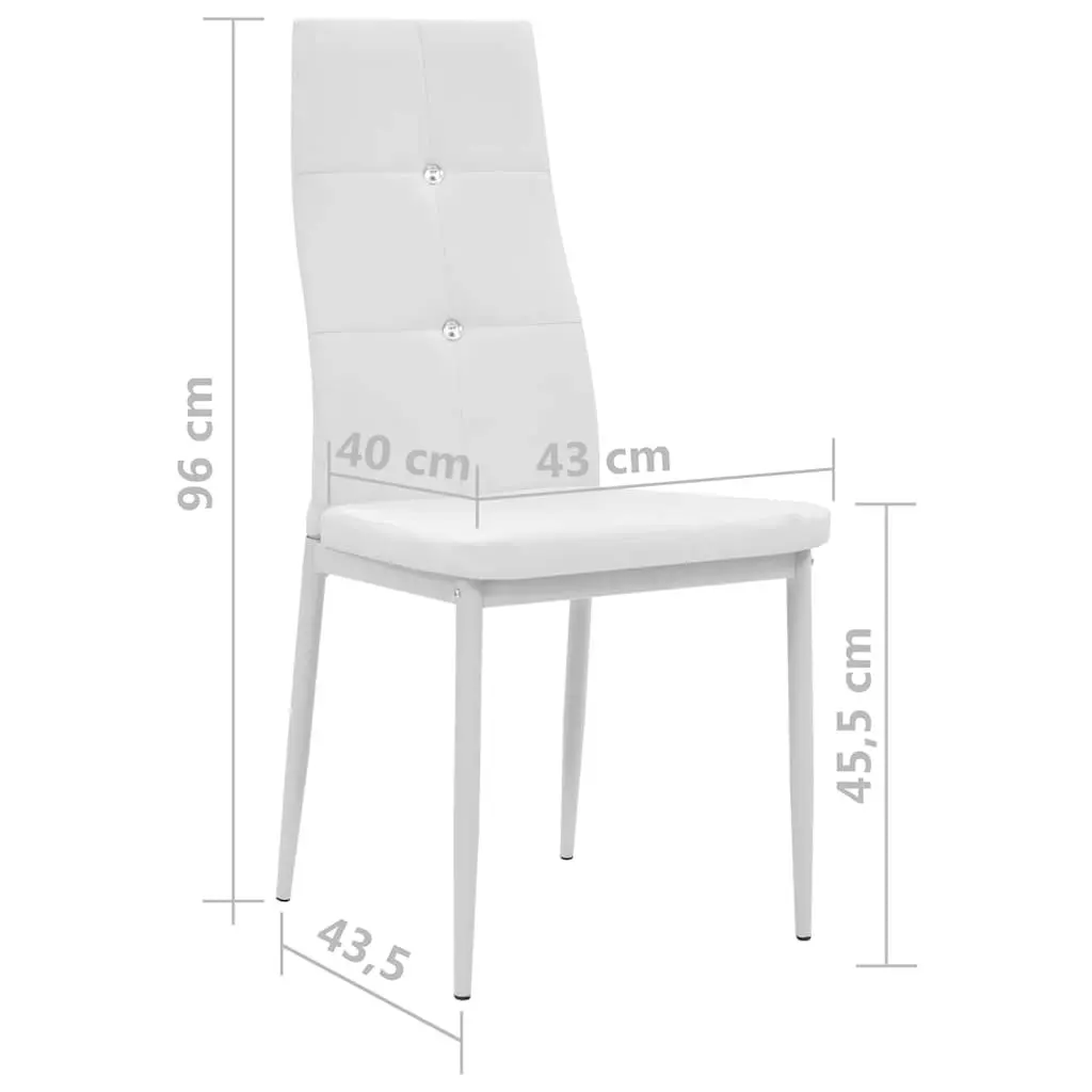 Dining Chairs 2 pcs White Faux Leather Modern Kitchen Seating Padded Backrest