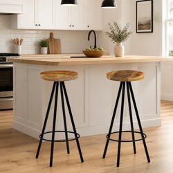 Friendly Bar Stools Set of 2 with Mango Wood Design
