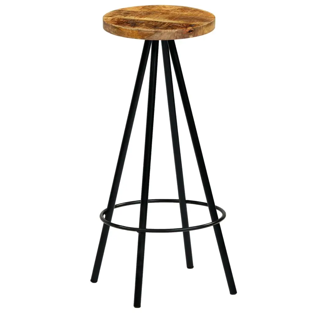 Bar Stools Solid Mango Wood Industrial Style 2 Piece Set