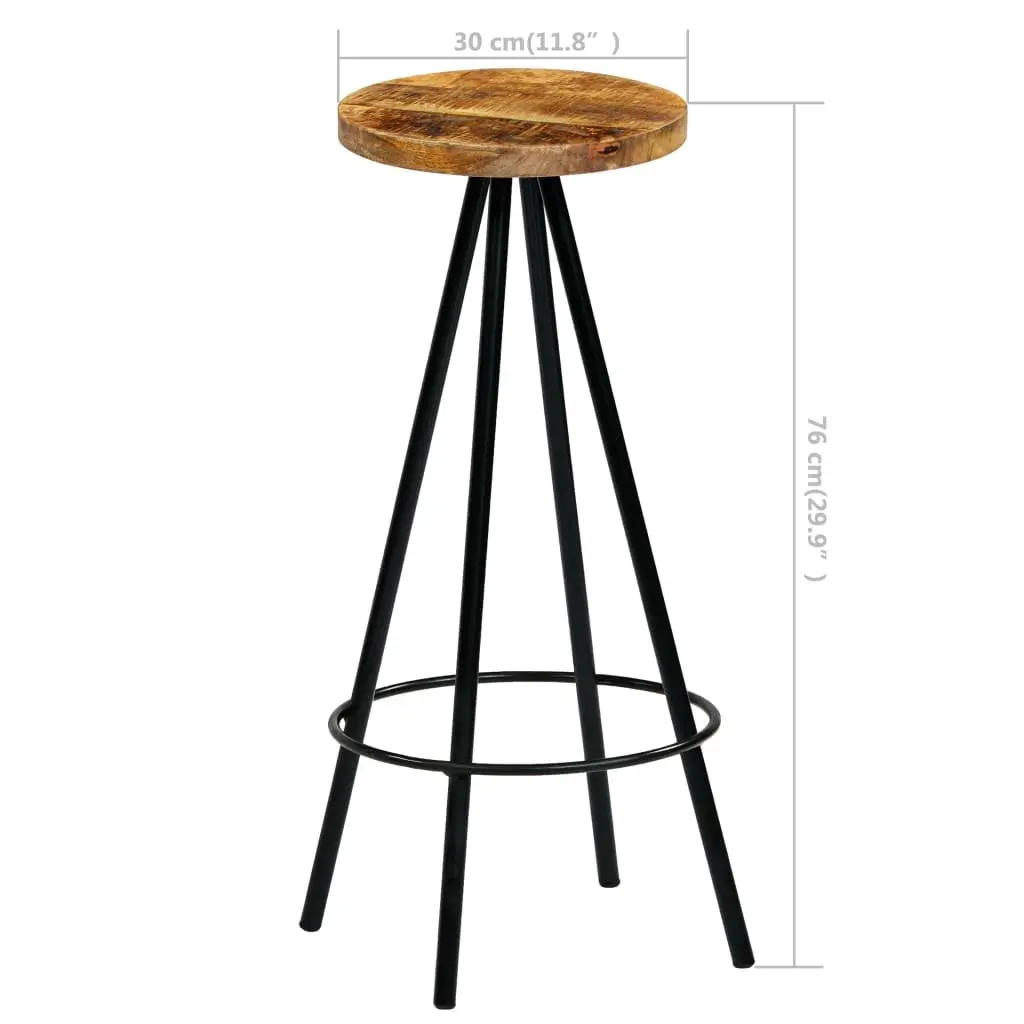 Bar Stools Solid Mango Wood Industrial Style 2 Piece Set