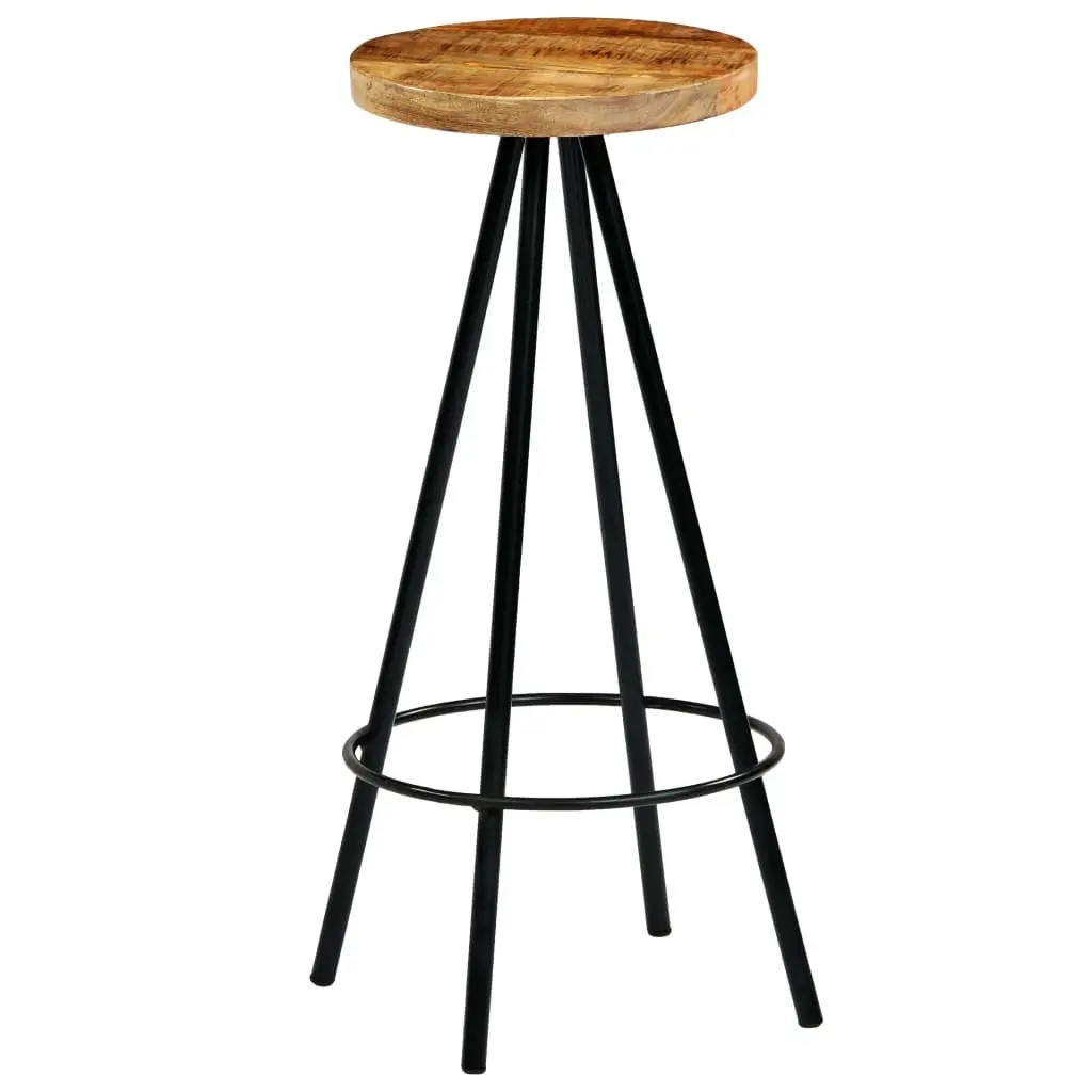 Bar Stools Solid Mango Wood Industrial Style 2 Piece Set