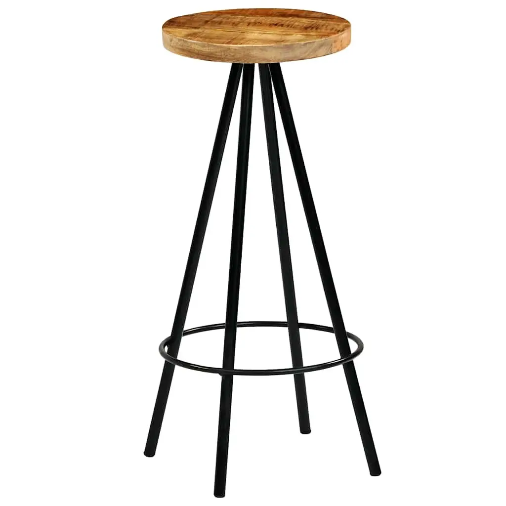 Bar Stools Solid Mango Wood Seats Steel Frame 4 Piece