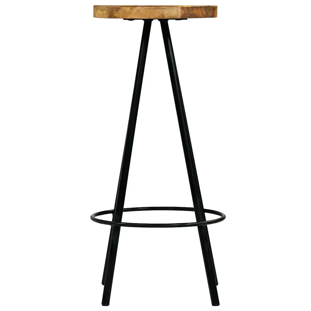 Bar Stools Solid Mango Wood Seats Steel Frame 4 Piece