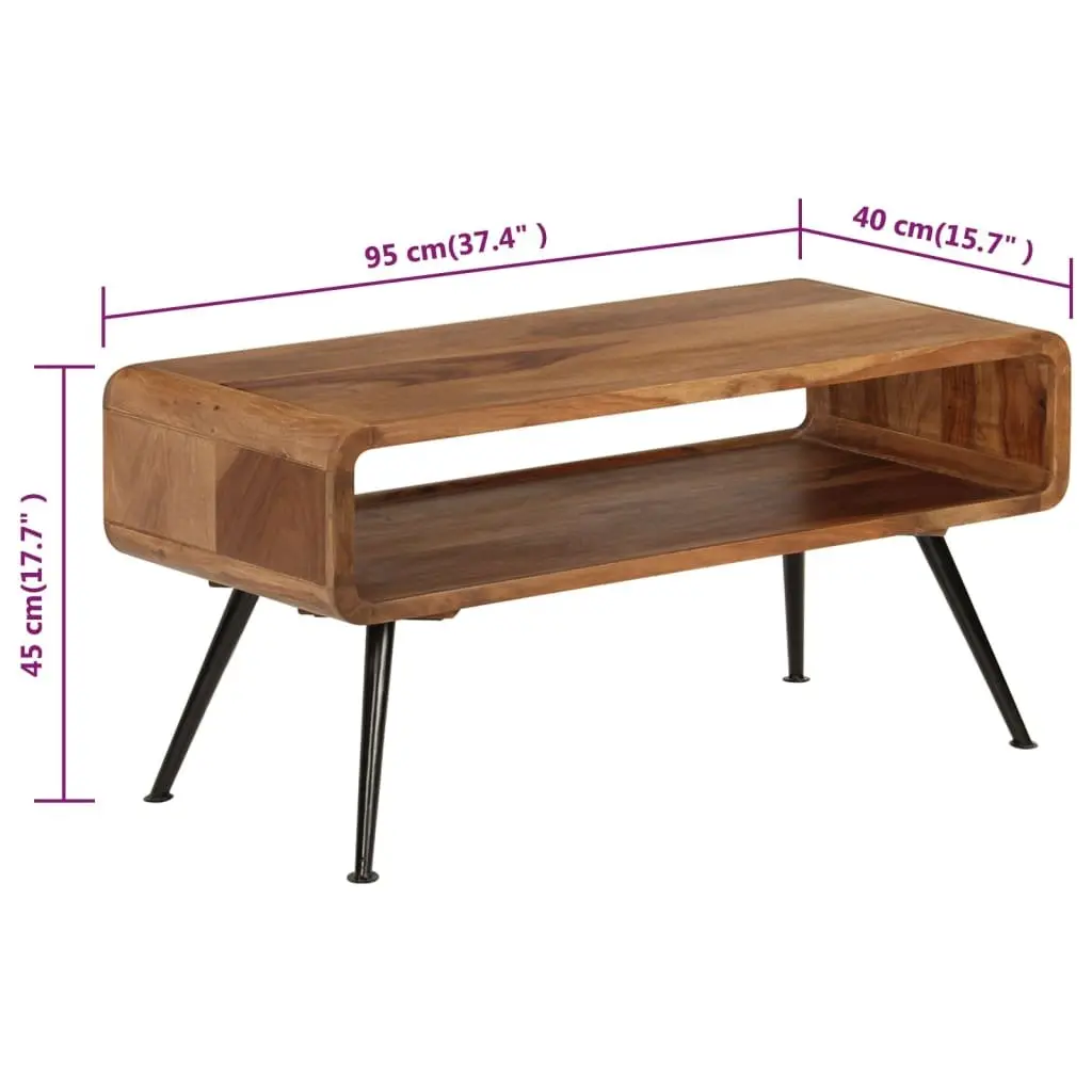 Coffee Table Solid Acacia Wood Brown Vintage 95L x 40W x 45H cm