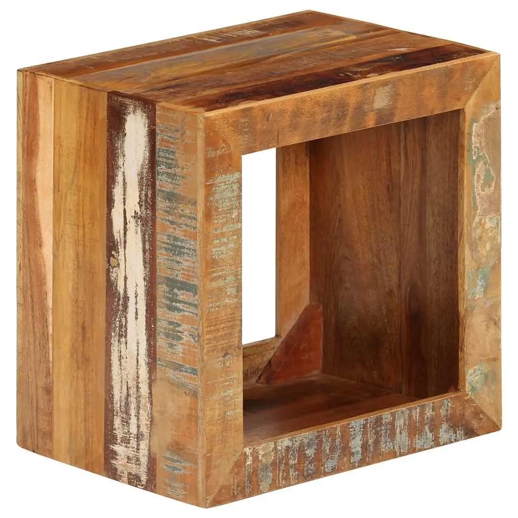 Wooden Stool Reclaimed Wood Brown 40x30x40cm Storage Side Table