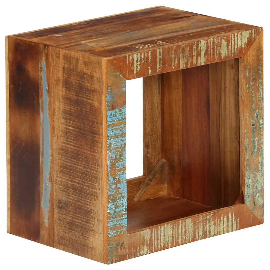 Wooden Stool Reclaimed Wood Brown 40x30x40cm Storage Side Table