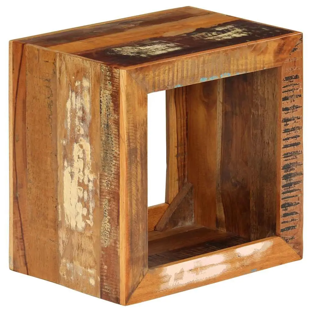 Wooden Stool Reclaimed Wood Brown 40x30x40cm Storage Side Table