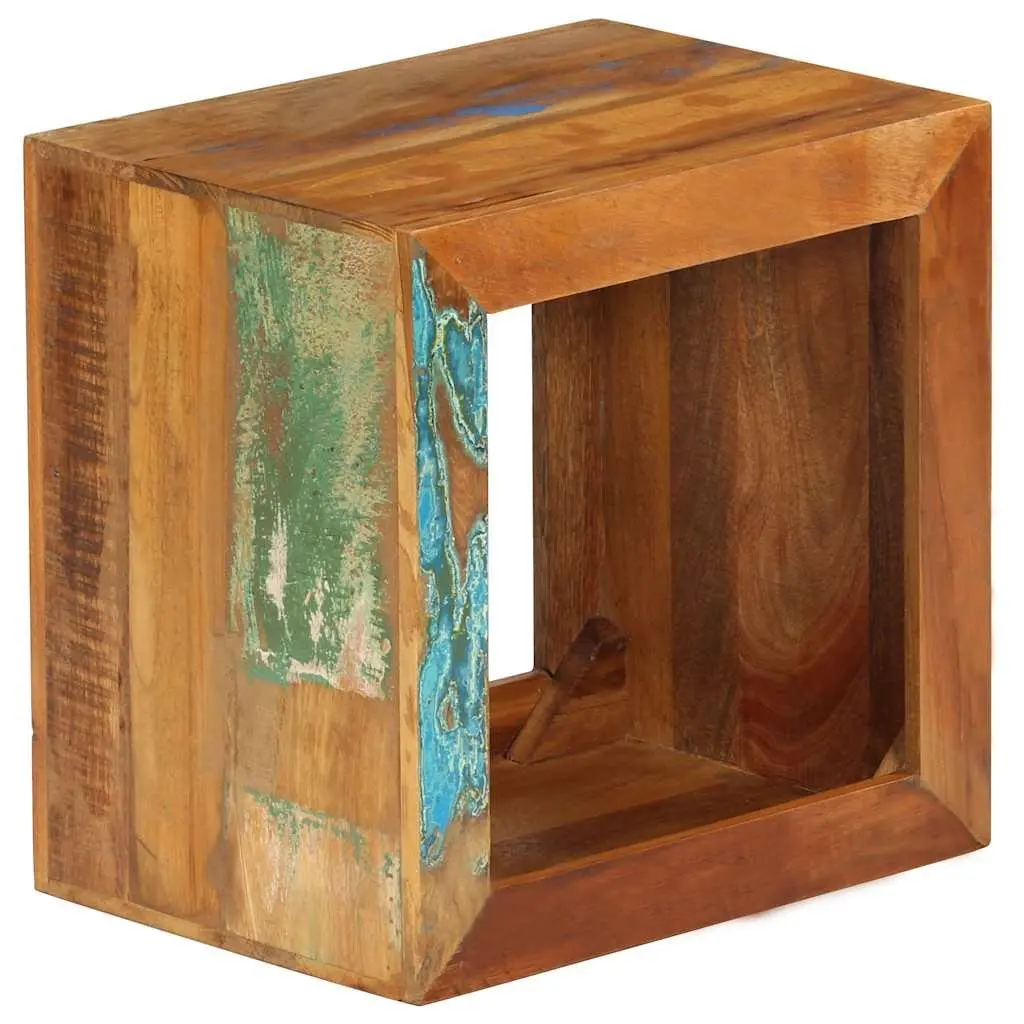Wooden Stool Reclaimed Wood Brown 40x30x40cm Storage Side Table