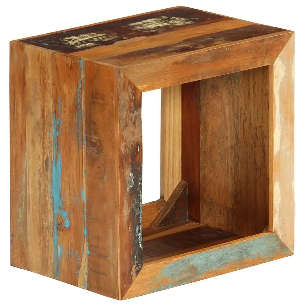 Wooden Stool Reclaimed Wood Brown 40x30x40cm Storage Side Table