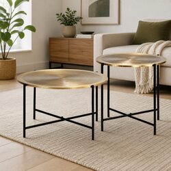 Friendly 2-Piece End Table Set – Gold MDF and Steel