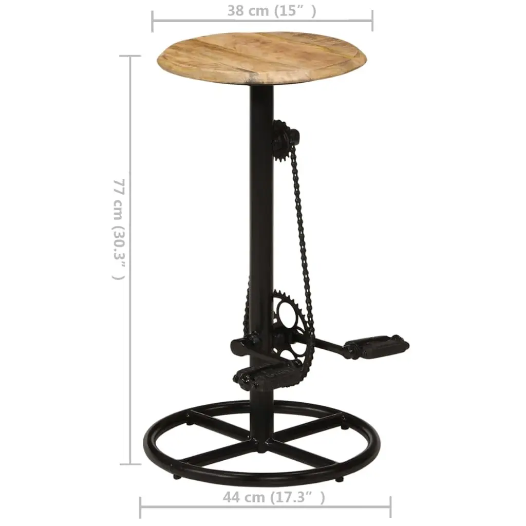 Bar Stools Solid Mango Wood Industrial Style Set of 2