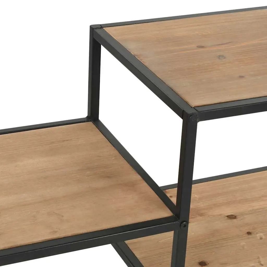 Bookcase Industrial Style Solid Firwood Steel Frame 90.5cm W x 35cm D x 180cm H