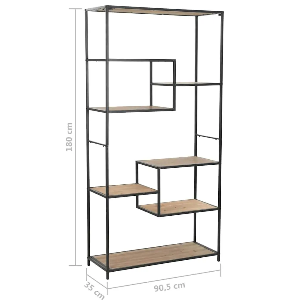Bookcase Industrial Style Solid Firwood Steel Frame 90.5cm W x 35cm D x 180cm H