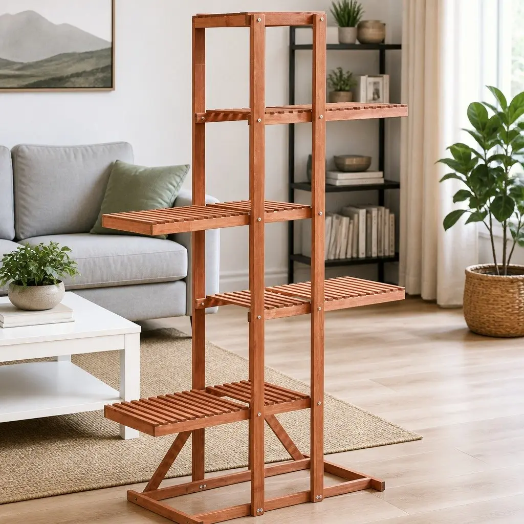 Plant Stand Cedar Wood Free-Standing Outdoor Garden Display Rack 86 x 36 x 139 cm