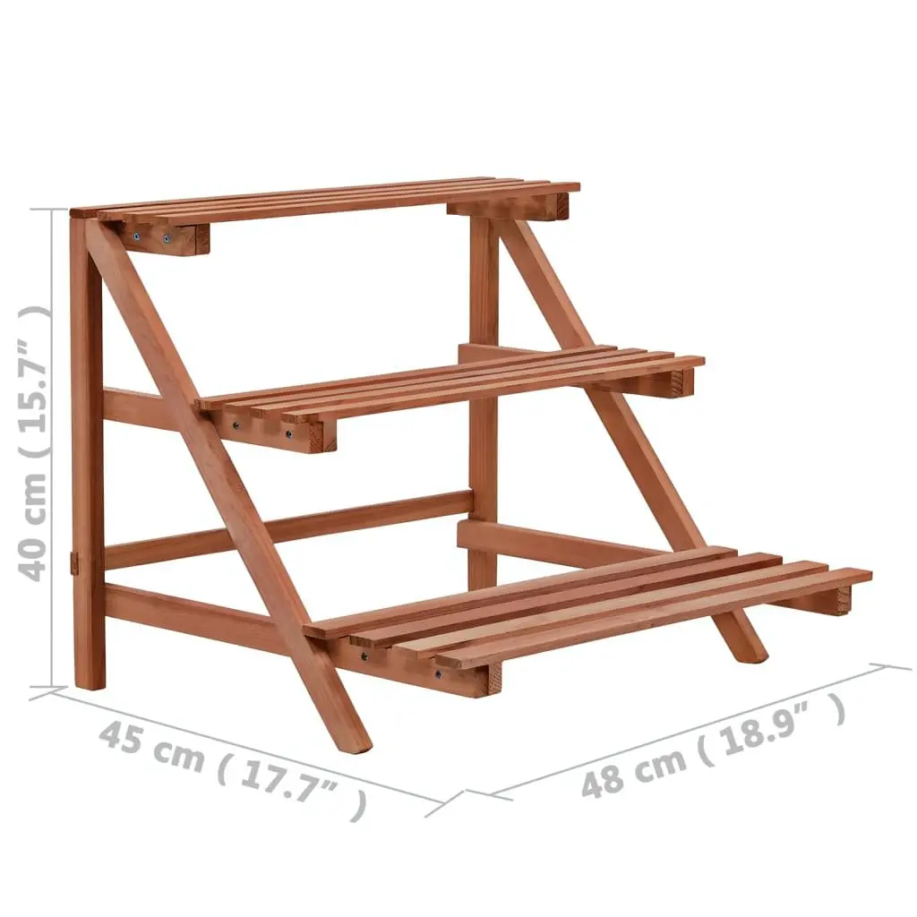 3-Tier Plant Stand Cedar Wood Display Shelf 48x45x40 cm