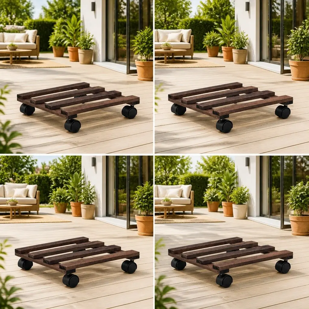 Plant Rollers Cedar Wood 25 x 25 cm 4 Pack Garden Pot Movers