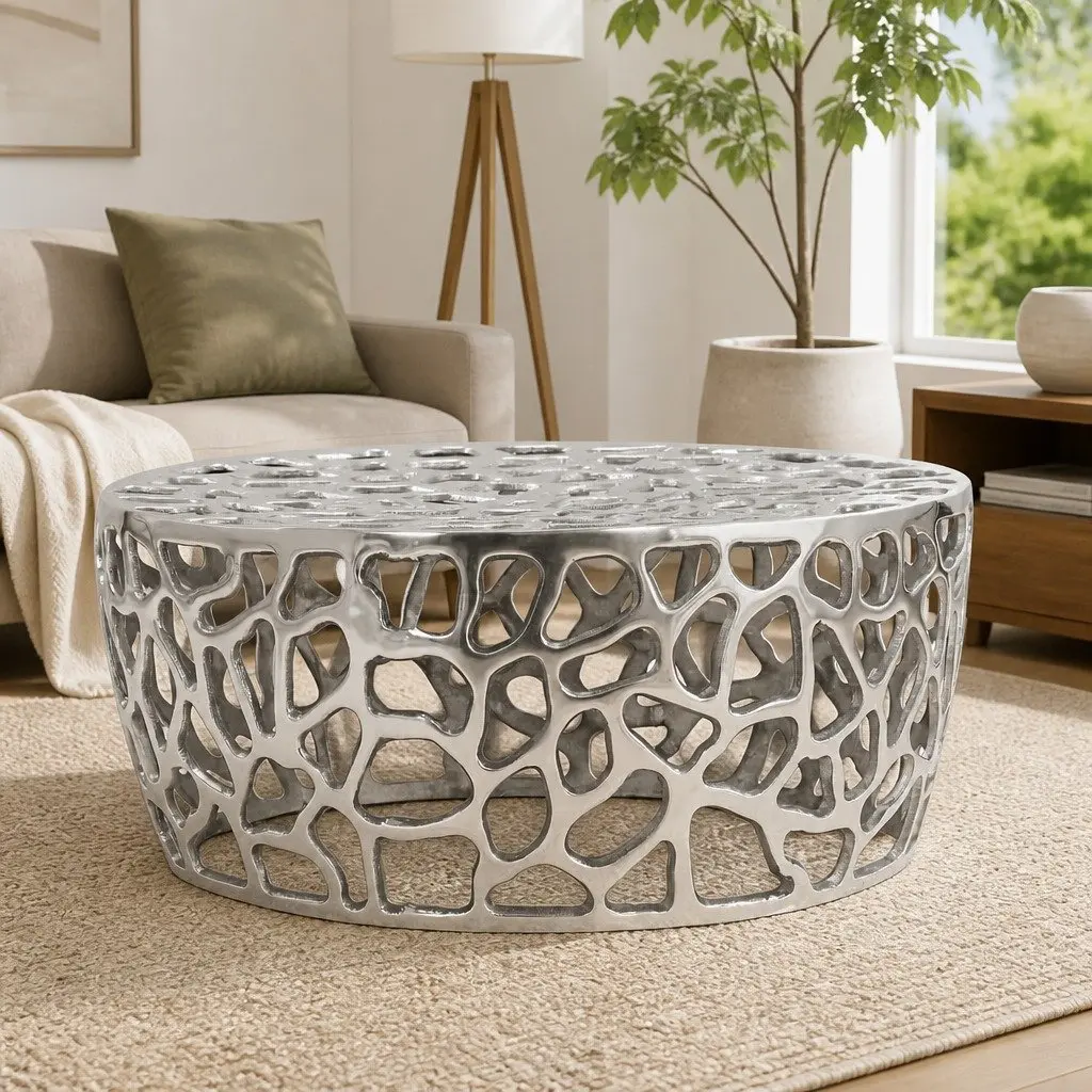 Coffee Table Cast Aluminium Silver 70x30cm