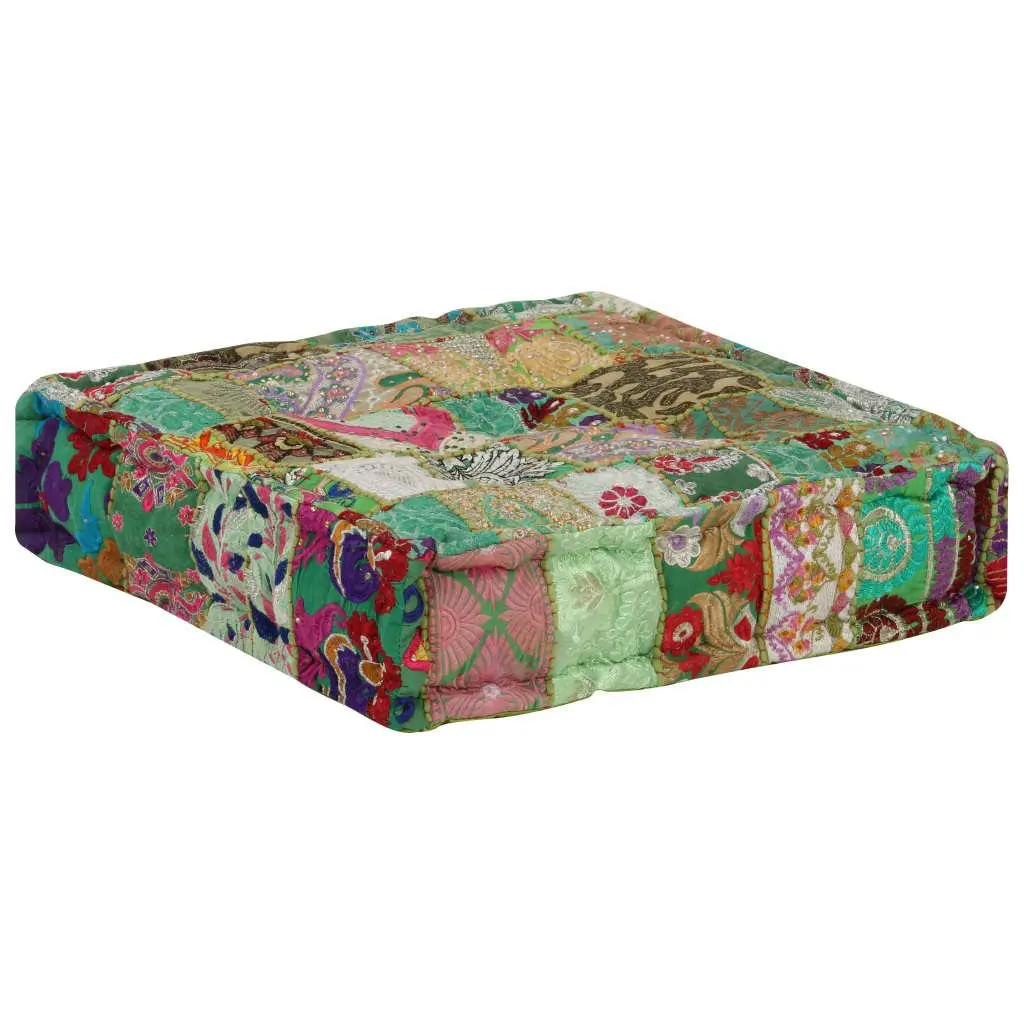 Patchwork Pouffe Handmade Square Foot Rest 50x50 cm Multicolour