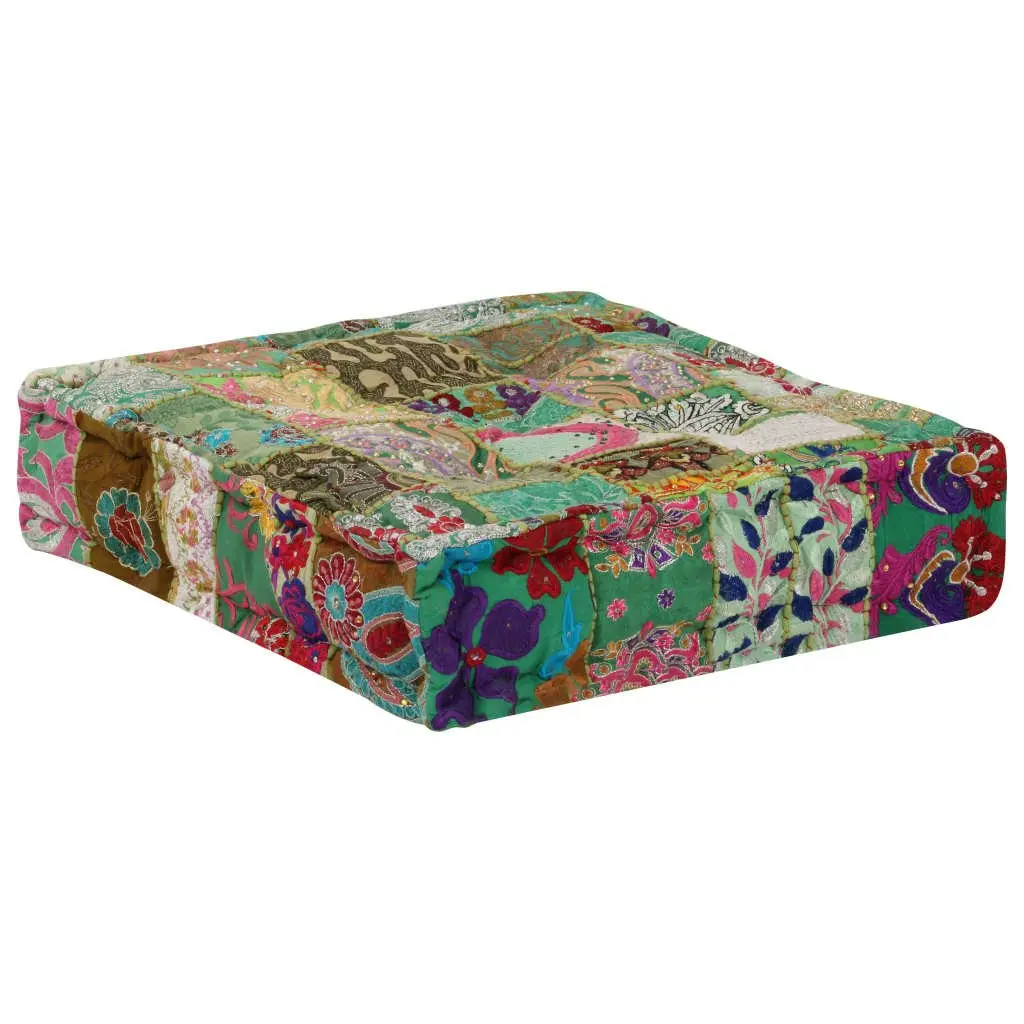 Patchwork Pouffe Handmade Square Foot Rest 50x50 cm Multicolour