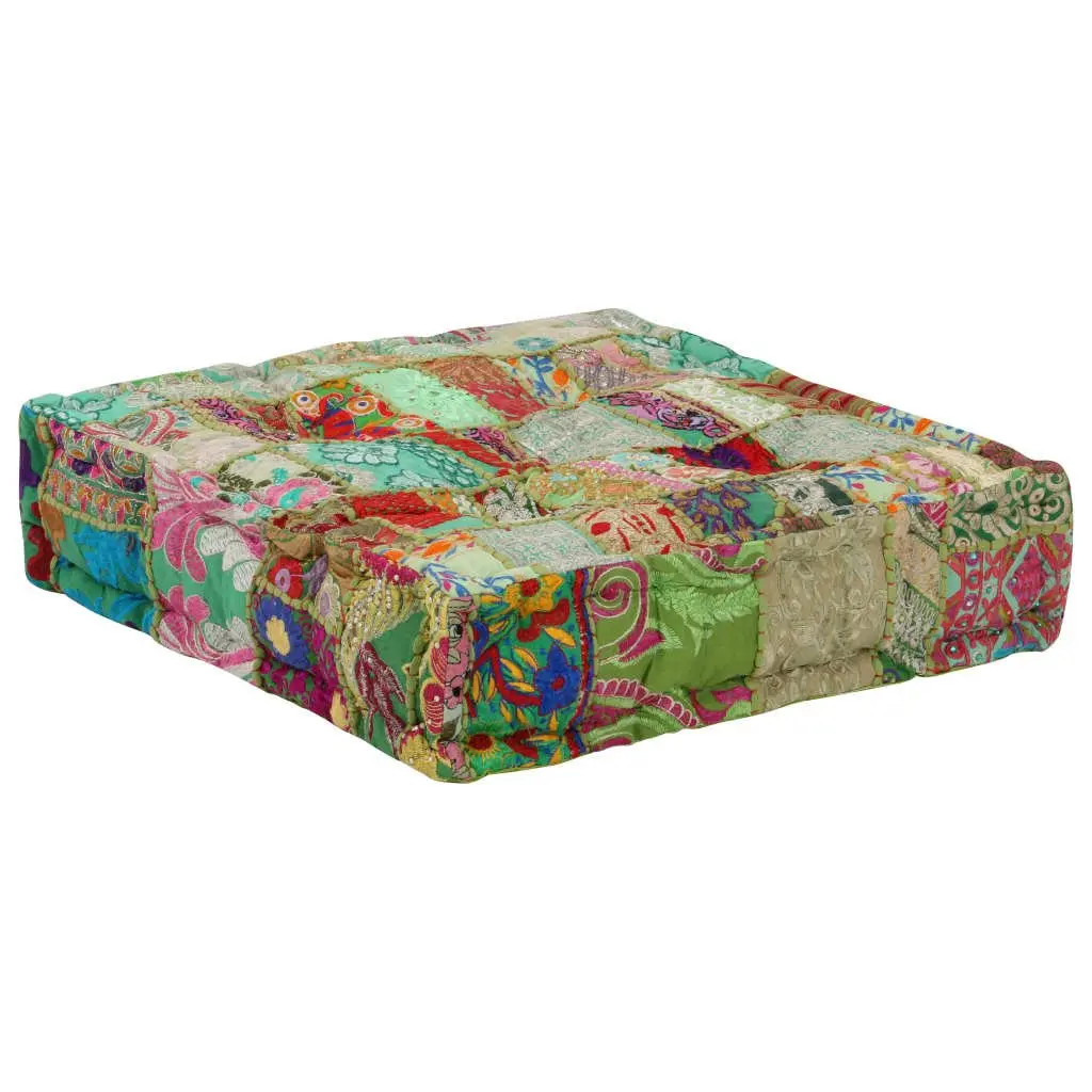 Patchwork Pouffe Handmade Square Foot Rest 50x50 cm Multicolour