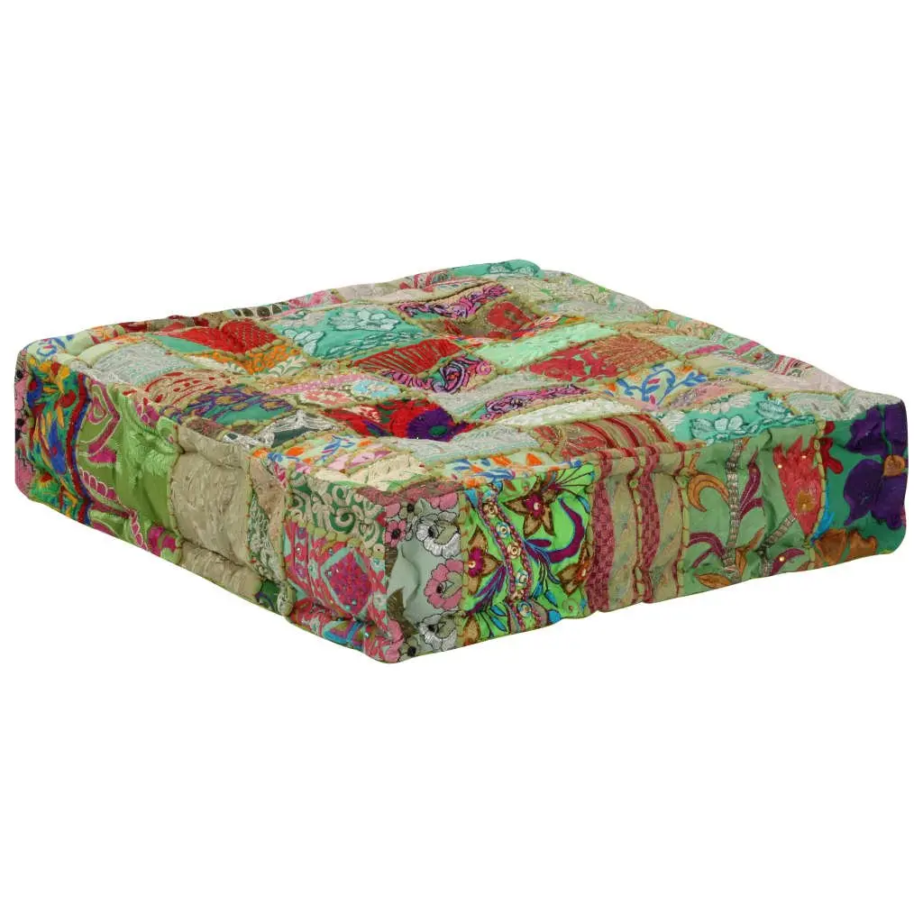 Patchwork Pouffe Handmade Square Foot Rest 50x50 cm Multicolour