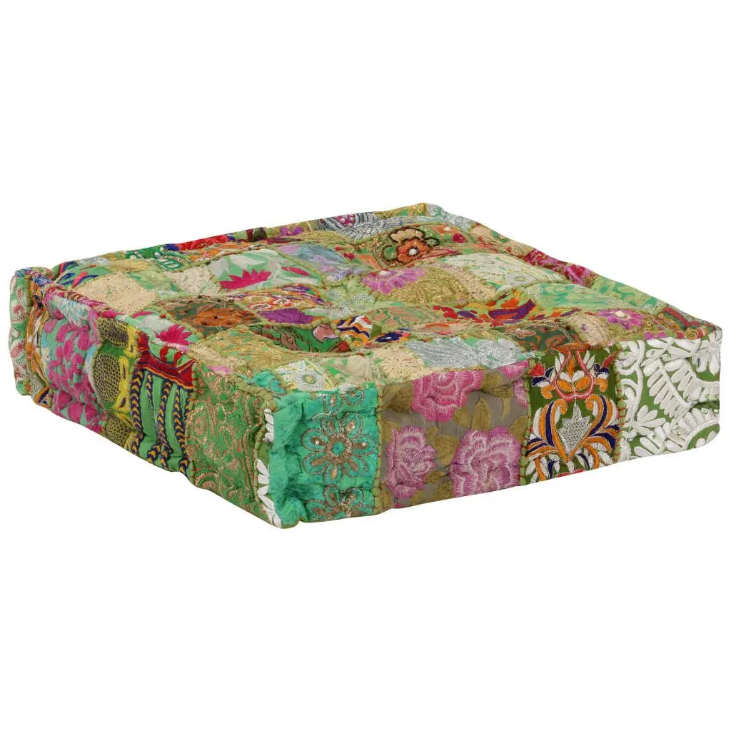 Patchwork Pouffe Handmade Square Foot Rest 50x50 cm Multicolour