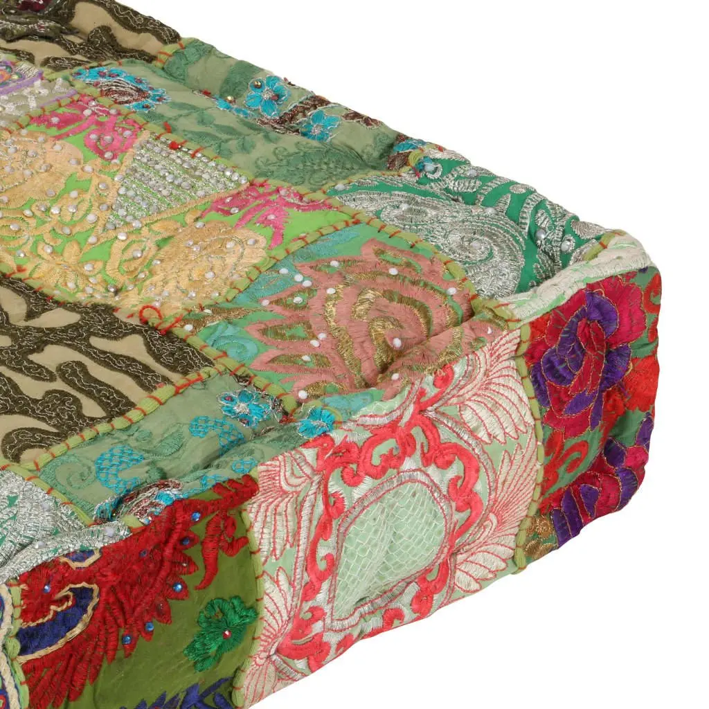 Patchwork Pouffe Handmade Square Foot Rest 50x50 cm Multicolour