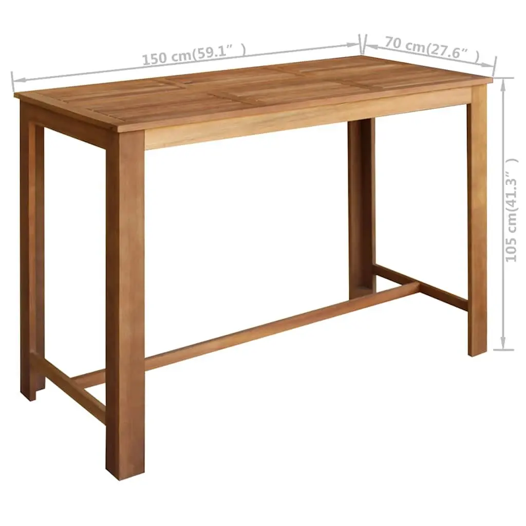 Bar Table Solid Wood Brown High Top 150 x 70 x 105 cm