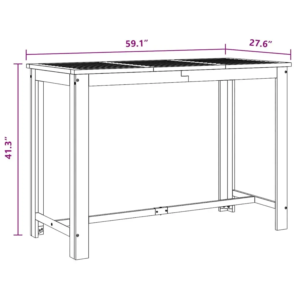 Bar Table Solid Wood Brown High Top 150 x 70 x 105 cm