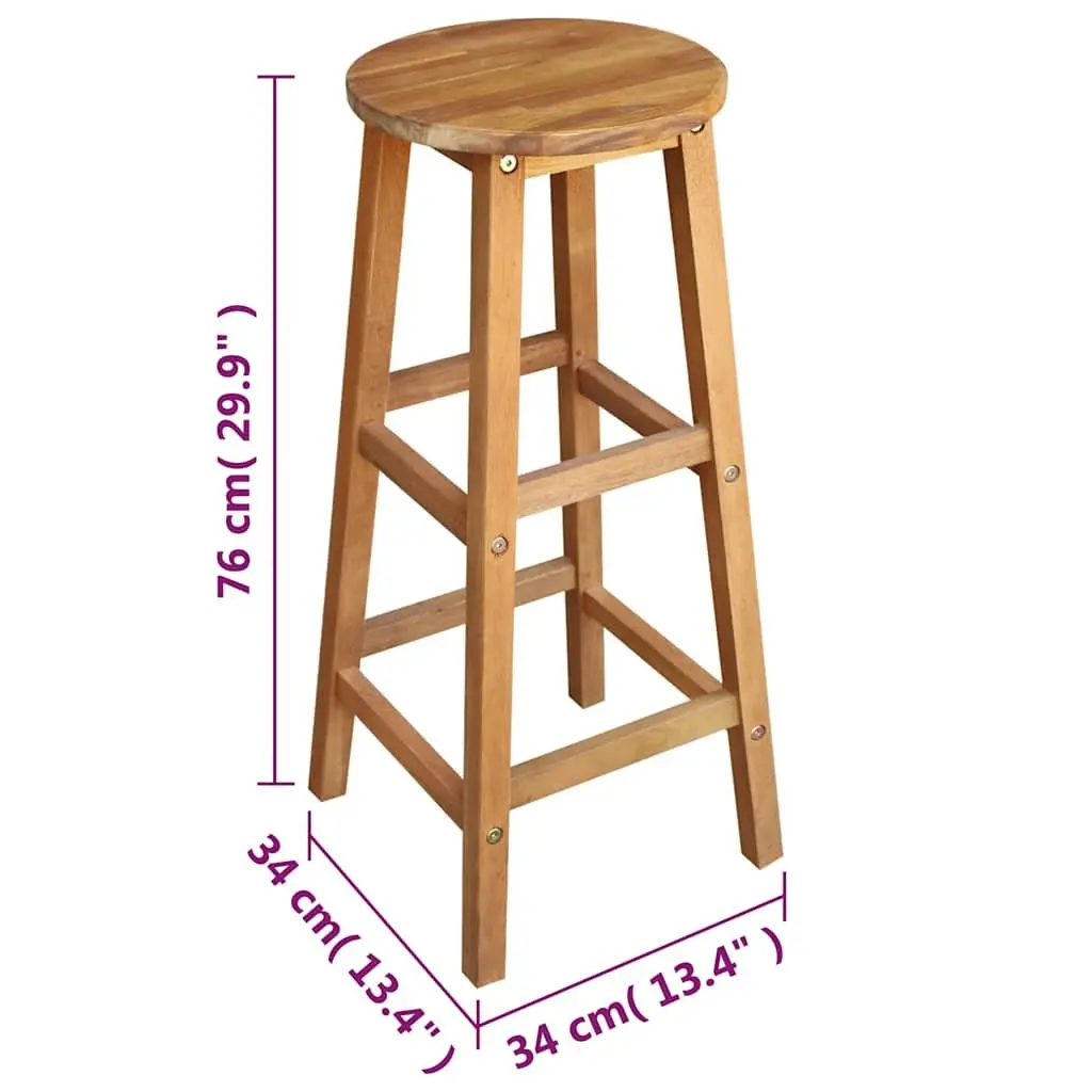 Bar Table and Stool Set 7 Pieces Solid Acacia Wood Rustic Kitchen Dining