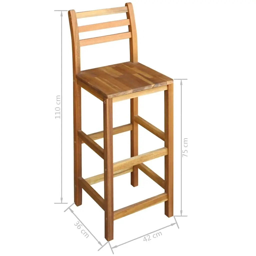 Bar Table and Chair Set Rustic Wooden 7 Piece Brown