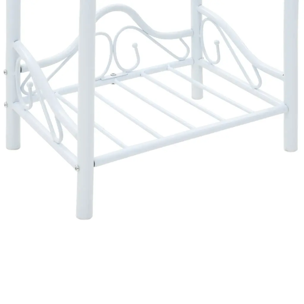 Bedside Tables 2 pcs White Steel Tempered Glass Nightstand Set 45x30.5x60 cm