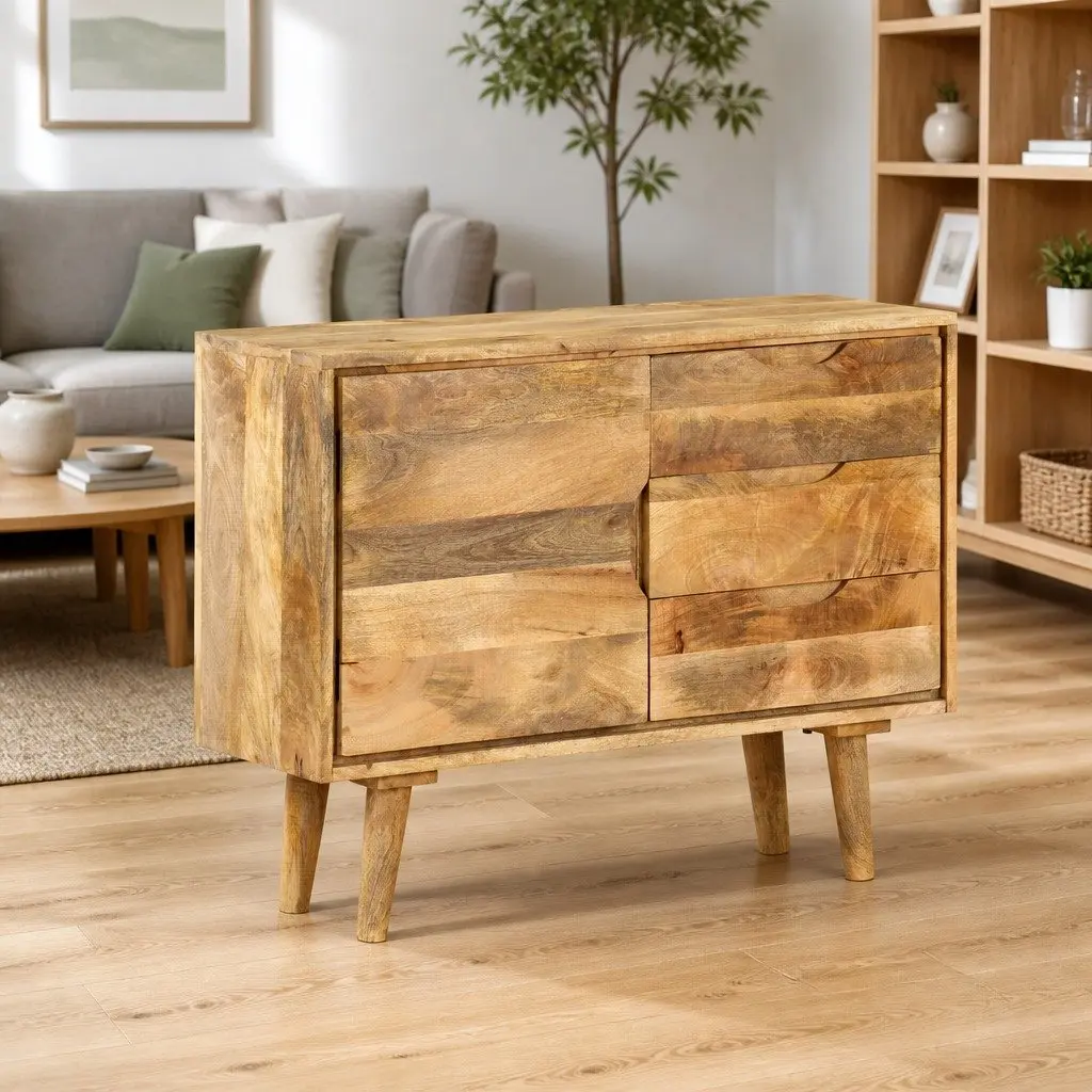 Sideboard Vintage Style Solid Mango Wood Brown 90x30x69cm