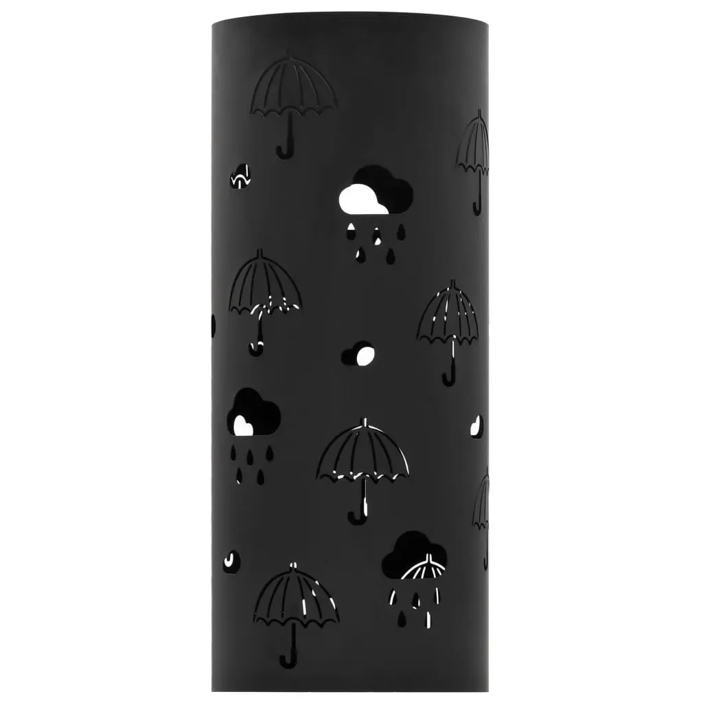 Black Steel Umbrella Stand Holder Rack Walking Sticks Trekking Poles Drip Tray