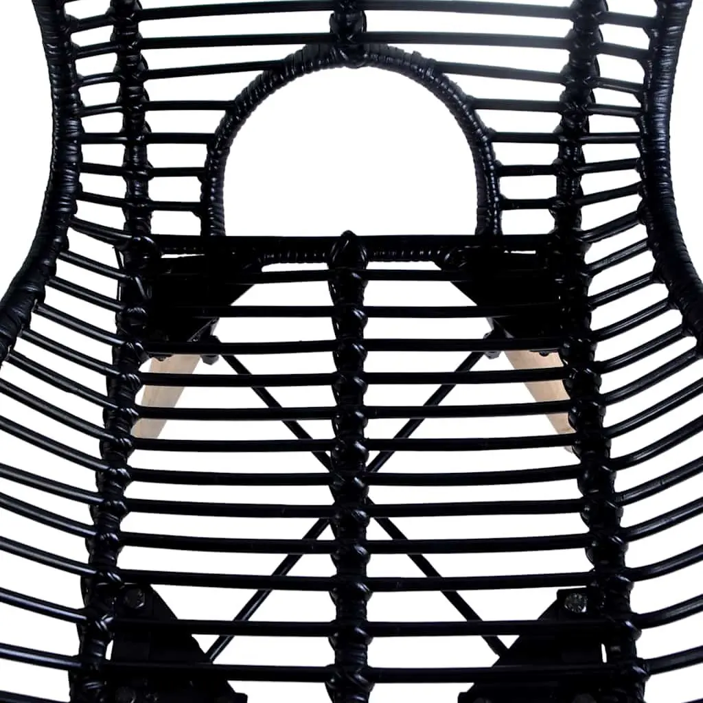 Dining Chairs Set of 4 Black Natural Rattan Wooden Legs Kitchen Room Furniture