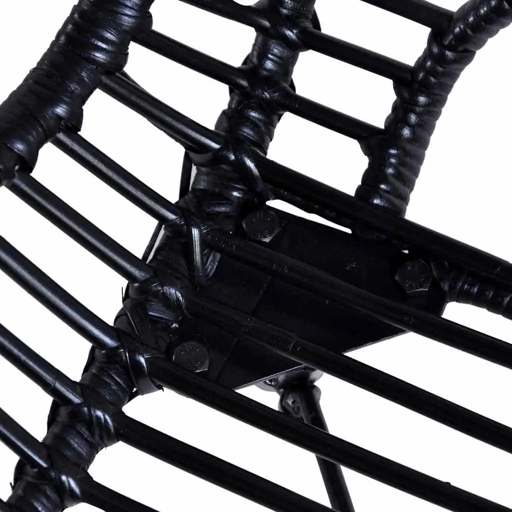 Dining Chairs Set of 4 Black Natural Rattan Wooden Legs Kitchen Room Furniture