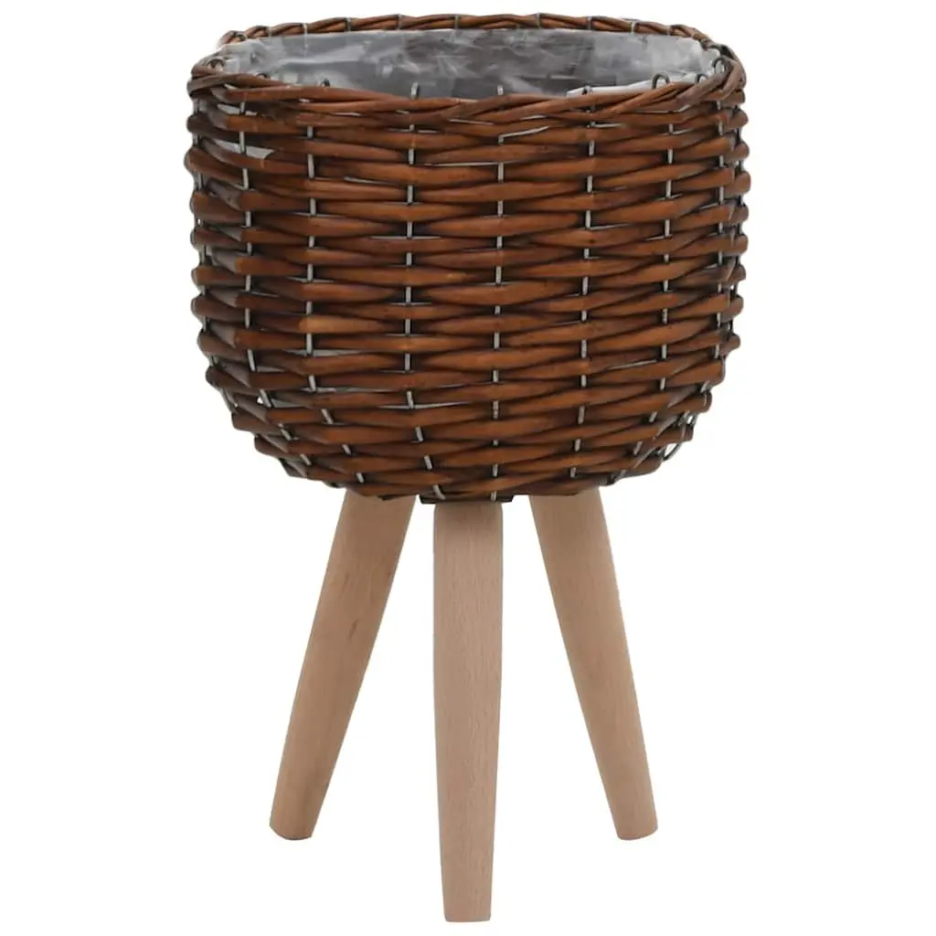 Brown Rattan Wicker Planters Set 3 Piece Rustic Garden Pots Durable Home Decor